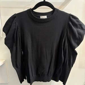 MISA Los Angeles Black Sweater with Puff Sleeves